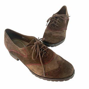 EARTHIES Berlin Brown with Red Trim Suede Wingtip Oxfords‎